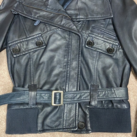 Pelle studio belted zip black leather jacket size med. - Picture 3 of 14